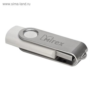 Флешка mirex swivel WHITE, 16 гб, USB2.0, чт до 25 мб/с, зап до 15 мб/с, белая