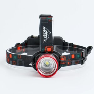 Фонарь налобный аккумуляторный "Мастер К. 1 led, zoom, 3 режима, 4.5 х 6.5 см