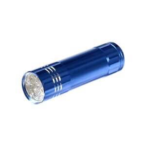 Фонарик ультрафиолетовый LUF-04, UV/LED, 9 Вт, 9 диодов, от батареек (не в комплекте), голубая