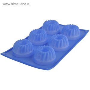 Форма для кексов Regent inox Silicone, 6 ячеек, размер 30х17.5х3.8 см