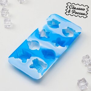 Форма для льда и кондитерских изделий «Ракушки», 20,110 см, h=2 см, ячейка 4 см, цвет синий
