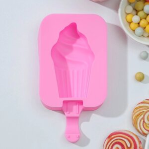 Форма для мороженого Доляна «Капкейк», силикон, 147,52,5 см, цвет розовый