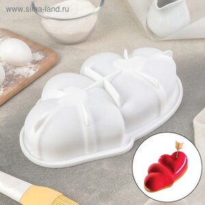 Форма для муссовых десертов и выпечки Доляна «Влюблённые сердца», силикон, 2717 см, цвет белый