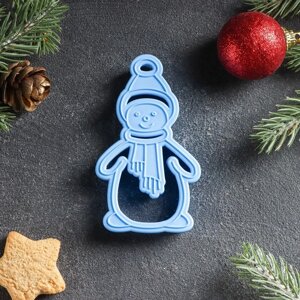Форма для печенья «Снеговик», вырубка, штамп, 9,55,5 см, цвет голубой