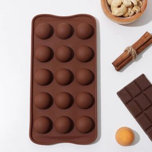 Форма для шоколада Доляна «Браво», силикон, 2110,53 см, 15 ячеек, цвет коричневый
