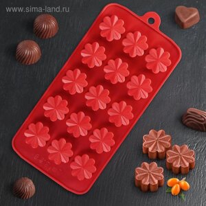 Форма для шоколада Доляна «Цветочки», силикон, 21102 см, 15 ячеек, цвет МИКС