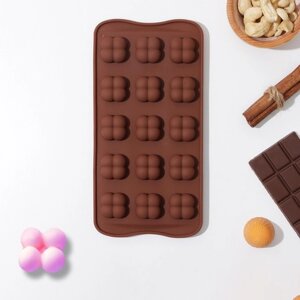 Форма для шоколада Доляна «Креоль», силикон, 2110,52,5 см, 15 ячеек, цвет коричневый