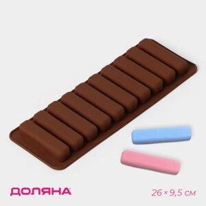 Форма для шоколада Доляна «Прямоугольник», силикон, 269,5 см, 10 ячеек (7,51,7 см), цвет коричневый