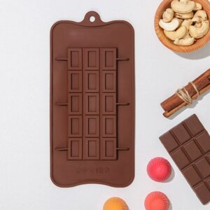 Форма для шоколада Доляна «Шоколатье», силикон, 2511,50,5 см, 15 ячеек, цвет коричневый