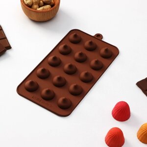 Форма для шоколада Доляна «Трюфель», силикон, 20,510,5 см, 15 ячеек (d=2,2 см), цвет коричневый