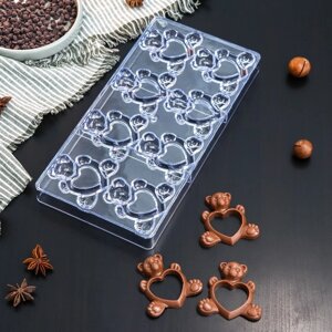 Форма для шоколада и конфет 2814 см «Влюблённые мишки», 8 ячеек