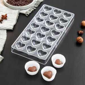 Форма для шоколада и конфет KONFINETTA «Сердца», 2814 см, 21 ячейка, ячейка 23 см