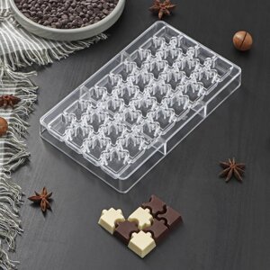 Форма для шоколада и конфет «Пазлы», 32 ячейки, 20122,5 см, ячейка 220,8 см