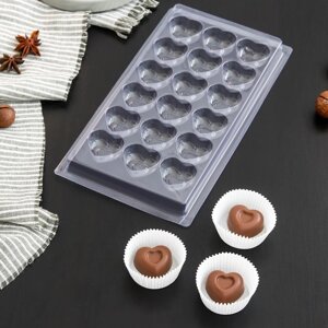 Форма для шоколада и конфет «Сердца», 18 ячеек, 2211 см, цвет прозрачный