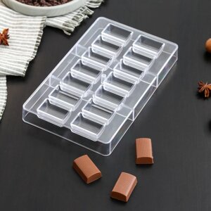 Форма для шоколада и конфет «Шоколатье», 14 ячеек, 20122,5 см, ячейка 3,32,11,5 см