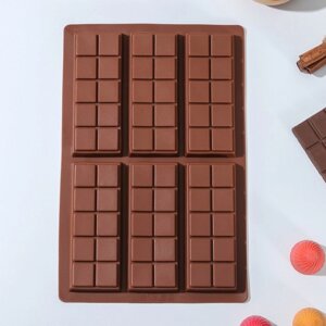 Форма для шоколада «Плитка. Мелкие дольки», силикон, 26171 см, 6 ячеек, цвет МИКС