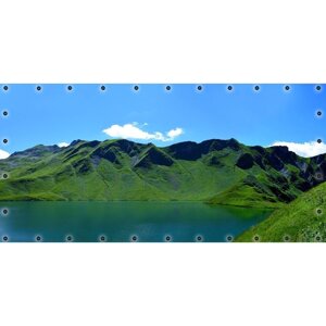 Фотосетка, 314 155 см, с фотопечатью, люверсы шаг 0.3 м, «Озеро и горы-2»