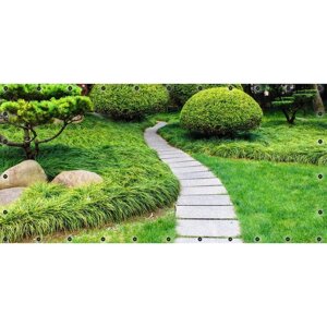 Фотосетка, 314 155 см, с фотопечатью, люверсы шаг 0.3 м, «Японский сад»