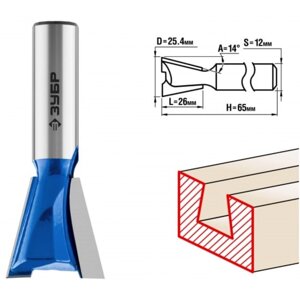 Фреза пазовая ЗУБР 28748-25.4, фасонная, угол 14°25.4 x 26 мм