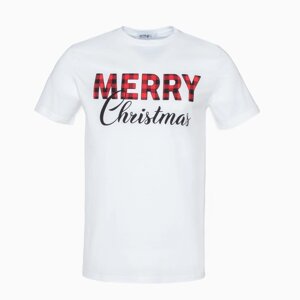 Футболка мужская KAFTAN "Merry Christmas" р. 52, белый