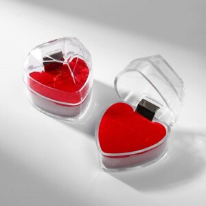 Футляр пластиковый под кольцо «Сердце», 44, вставка красная