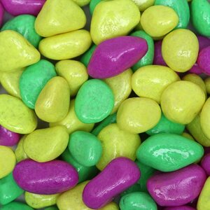 Галька декоративная, флуоресцентная микс: лимонный, зеленый, пурпурный, 350 г, фр. 5-10 мм