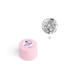 Гель для дизайна ногтей Adricoco Glow Bomb,06 серебряный лёд, 5 мл