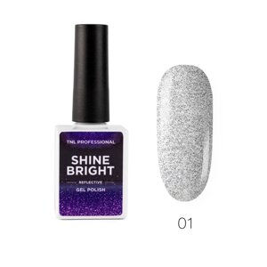 Гель-лак TNL Shine Bright,01 серебряный луч, 10 мл