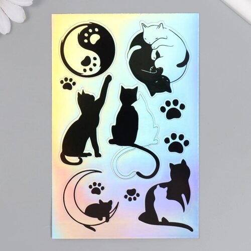 Голографические наклейки (стикеры) Коты" 10х15 см, 5-200