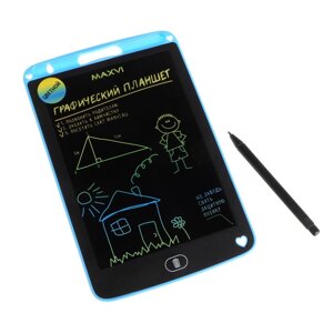Графический планшет для рисования и заметок LCD Maxvi MGT-01С, 8.5”цветной дисплей, синий