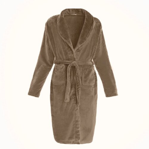 Халат LoveLife "Cozy" цвет серо-коричневый, размер S, микрофибра, 100% п/э, 250 г/м2