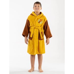 Халат махровый для мальчика, рост 134-140 см, цвет жёлтый