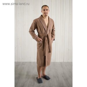 Халат мужской, шалька+кант, размер 50, цвет шоколадный, вафля