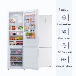 Холодильник DELVENTO VDW49101, двухкамерный, класс А+360 л, No Frost, белый
