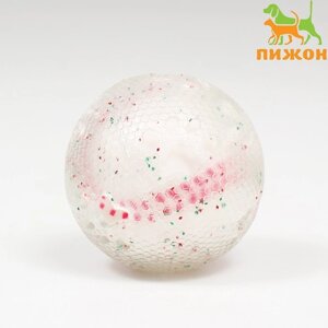Игрушка для собак"Мяч бейсбол-косточки 2 в 1", TPR+винил,7,5 см, прозрачная/белая