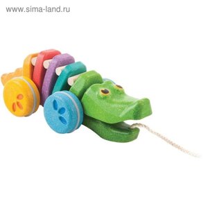 Игрушка-каталка на верёвочке «Разноцветный крокодил»