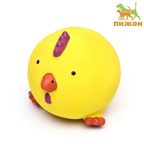 Игрушка пищащая для собак из латекса "Цыплёнок-Мяч", 8 см, жёлтая
