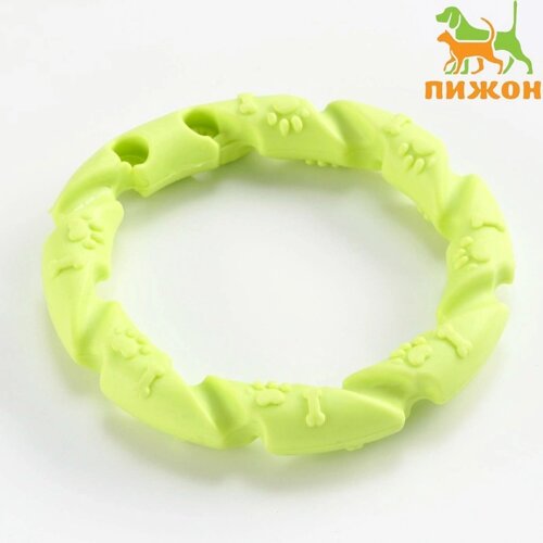 Игрушка жевательная для собак "Витое кольцо", 11,5 см, зелёный