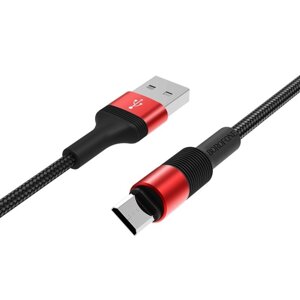 Кабель Borofone BX21, microUSB - USB, 2.4 А, 1 м, тканевая оплётка, красный