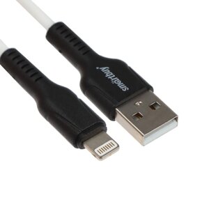 Кабель Smartbuy S21, Lightning - USB, 2.4 А, 1 м, зарядка + передача данных, белый
