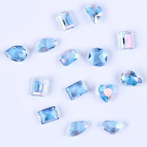Камешки декоративные для творчества, набор 15 шт., цвет светло голубой, камни: от 6 до 14 мм