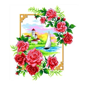 Канва с нанесённым рисунком для вышивки крестиком «Розы», размер 23x30 см