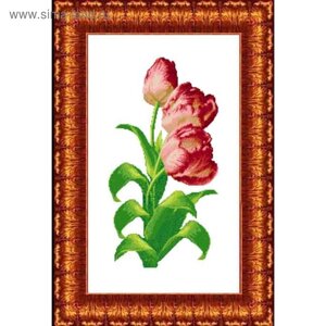 Канва с нанесённым рисунком для вышивки крестиком «Тюльпаны», размер 33x53 см