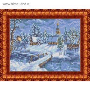 Канва с нанесённым рисунком для вышивки крестиком «Зимний вечер», размер 22,6x29 см
