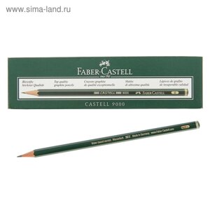 Карандаш художественный чёрнографитный Faber-Castel CASTELL 9000 профессиональные B зелёный