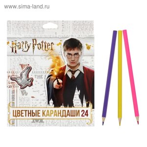 Карандаши цветные 24 цвета "Гарри Поттер", заточенные, картонная коробка, европодвес