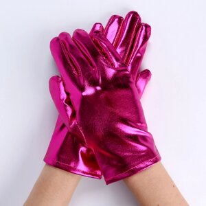 Карнавальный аксессуар- перчатки , цвет фуксия металлик , искусственная кожа