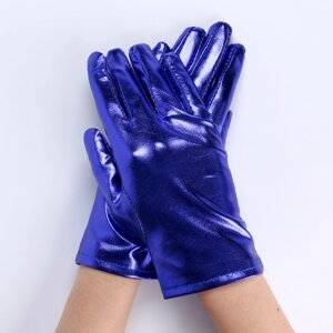 Карнавальный аксессуар- перчатки , цвет синий металлик, искусственная кожа