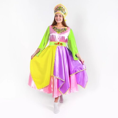 Карнавальный костюм «Весна», платье, кокошник, р. 50-52
