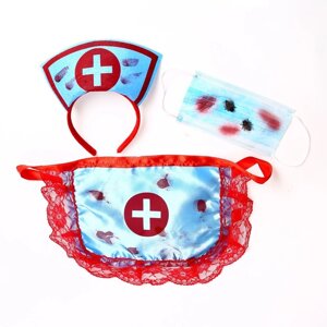 Карнавальный набор «Медсестра» 3 предмета: ободок, фартук, маска МИКС